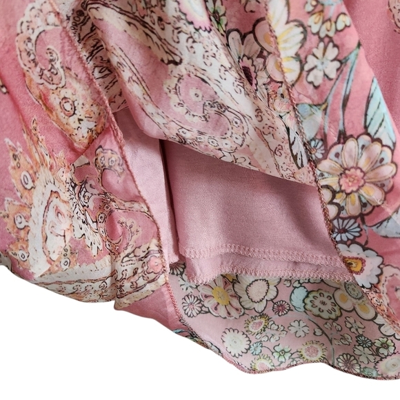 EUC LA STRADA SILK BLEND PINK PASTEL FLORAL KEYHOLE BLOUSE SZ S - Picture 9 of 10